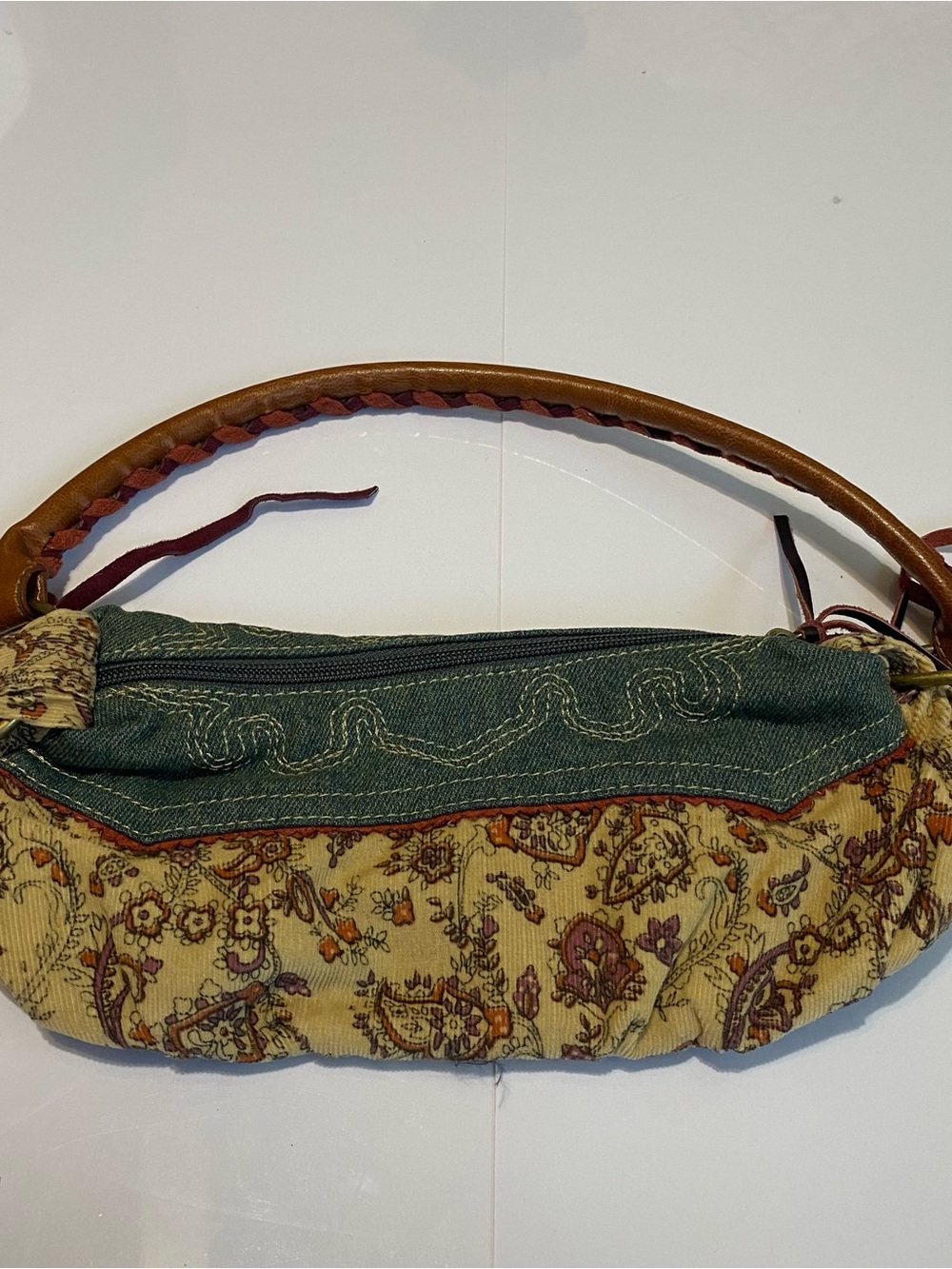 Y2K Boho Corduroy Floral Paisley Mini Shoulder Bag - Picture 5 of 8